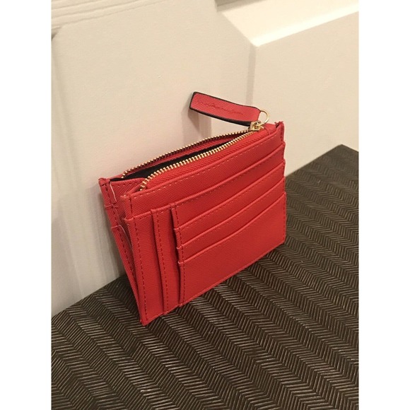 Steve Madden Red Card Holder, ID Wallet Zip Coin Purse - Picture 10 of 14